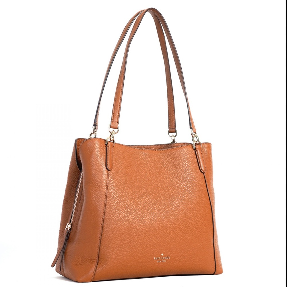 Kate Spade Jackson Triple Compartment Shoulder Tote Satchel Gingerbread color